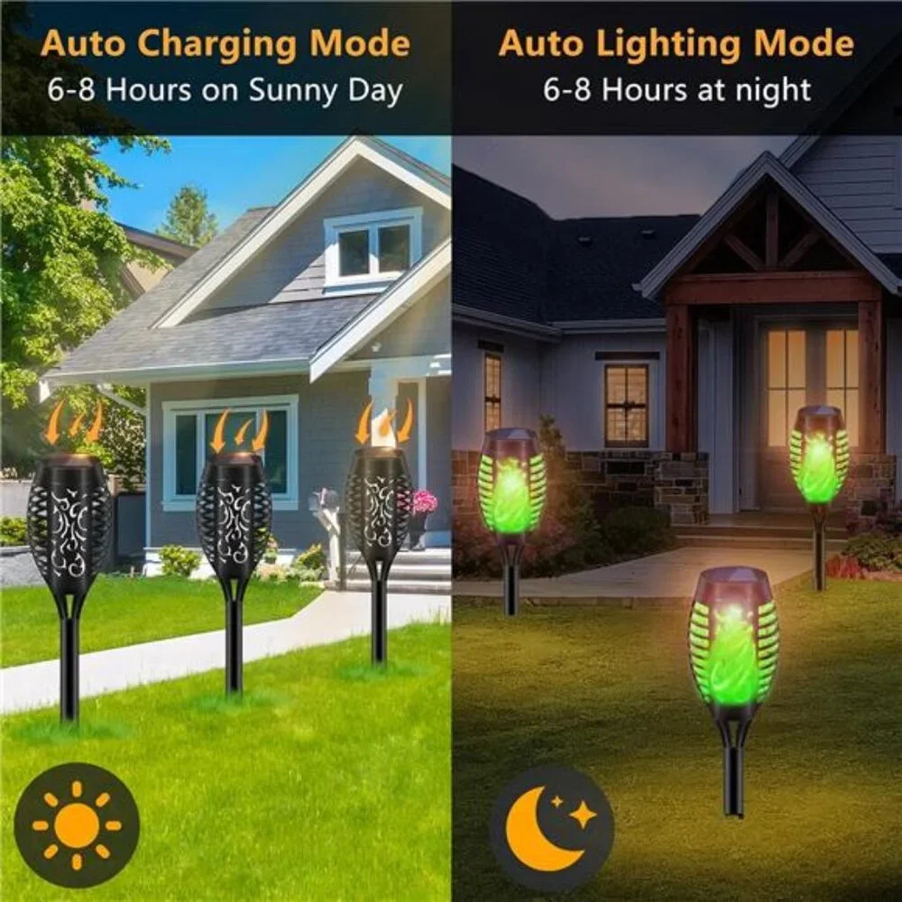 Solar Torch Lights for Garden Decor 8 Pack 12 LED Solar Lights for Outside